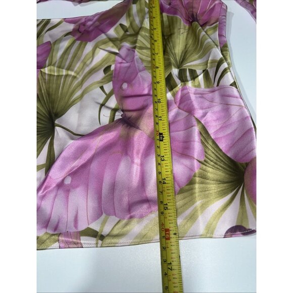 Vintage 90s Tommy Bahama Womens XL Silk Satin Butterfly Button Shirt Blouse 2pc - Picture 14 of 16